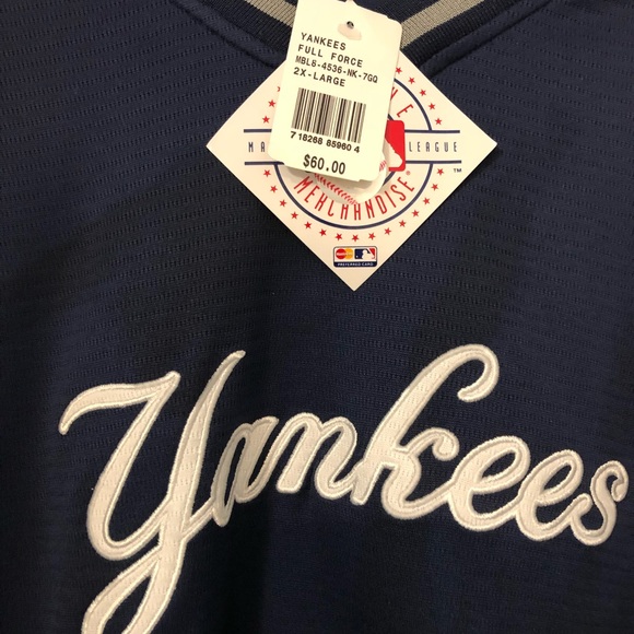 NYY 2X Large MLB Shirt Blue-Gray Embroidered - Picture 2 of 4